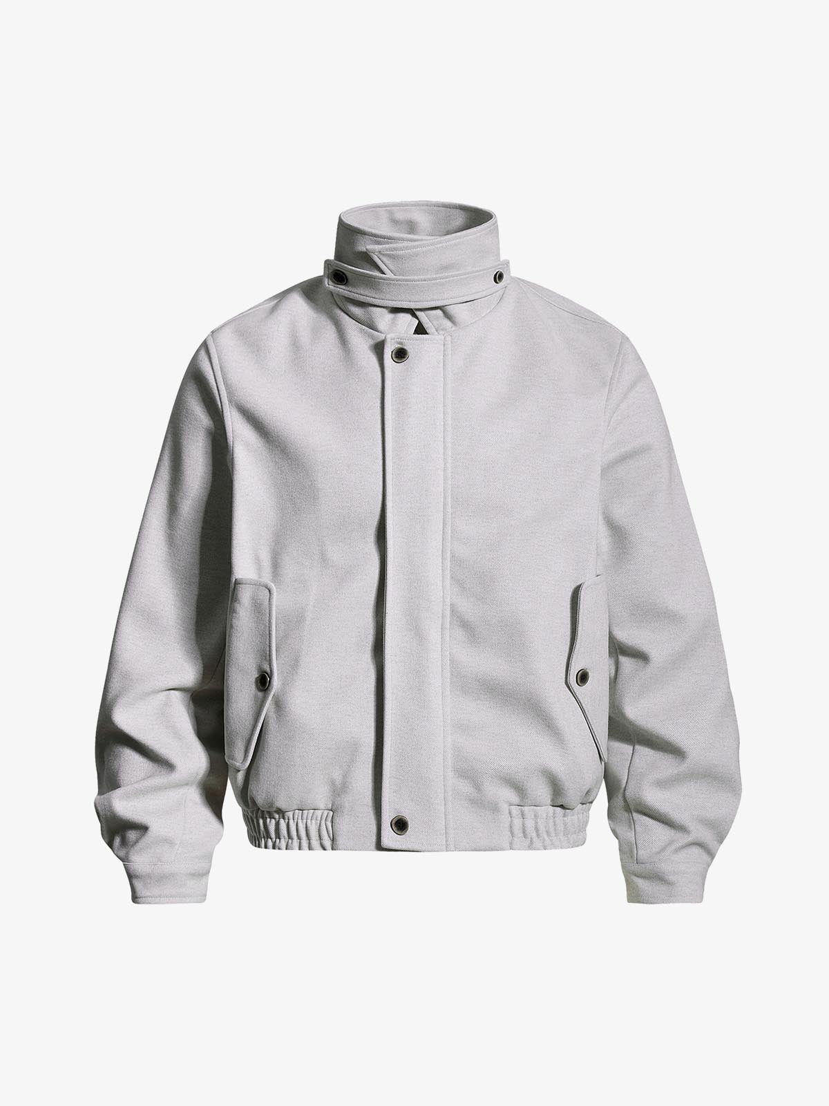 Convertible-Collar Snap-Button Bomber Jacket