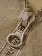 Oversized-Zip Fleece-Lined Hoodie