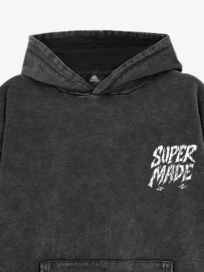 Distressed Graphic Hoodie with Bold Demon Design for Men 