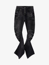 Black Denim Flared Jeans with Button Front High Waist Design 