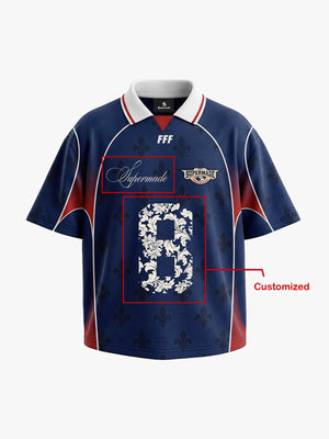 Completo in jersey personalizzato con stampa a giglio in stile francese - 2623