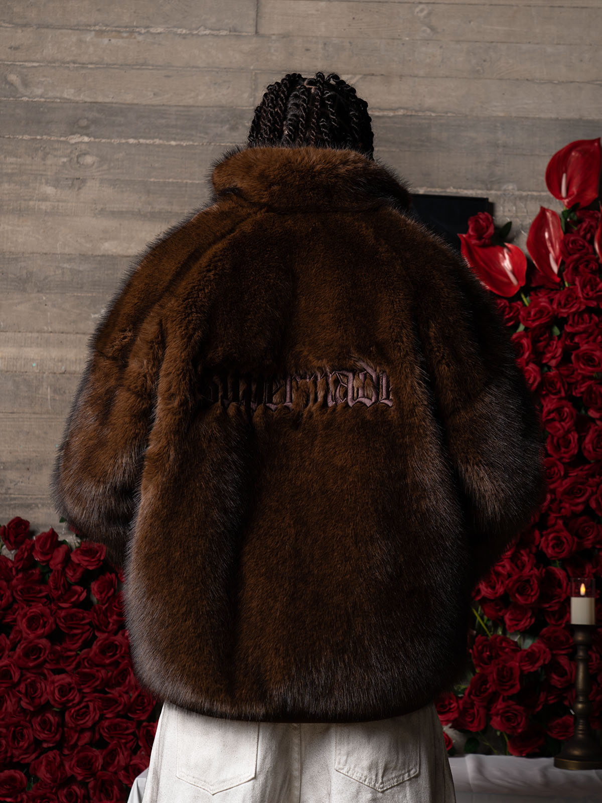 Supermade Embroidered Luxury Faux Fur Jacket 