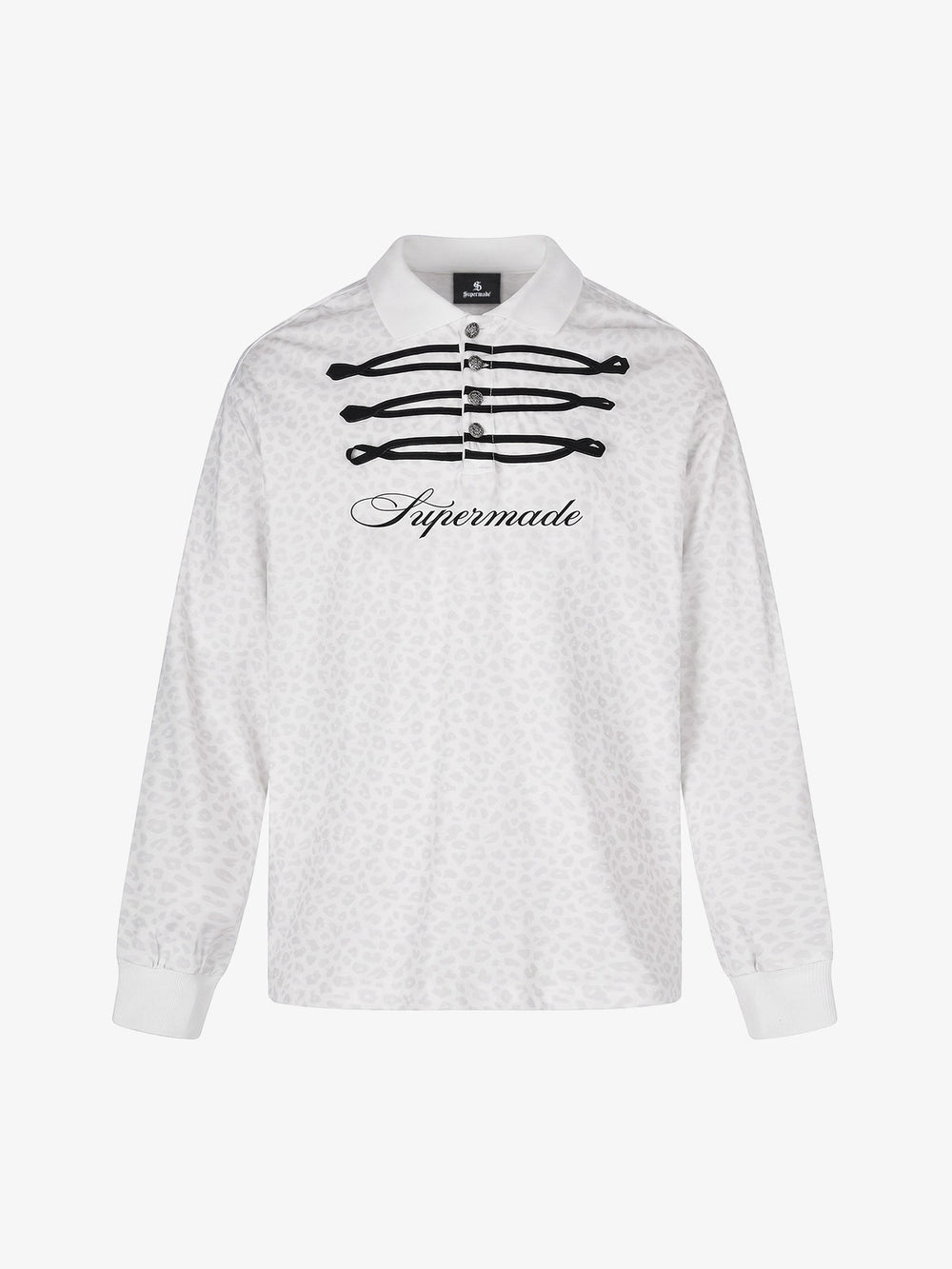 Leopard Graphic Chinese Knot-Button Long Sleeve Polo