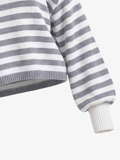 Scorpion Embroidered Off-Shoulder Striped Knit Set