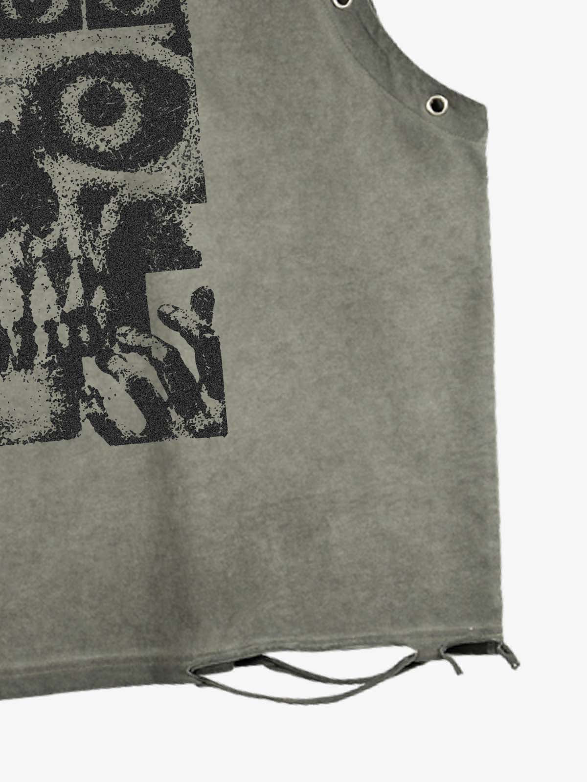 Chaleco con ojales y estampado de calavera