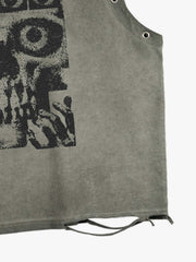 Chaleco con ojales y estampado de calavera