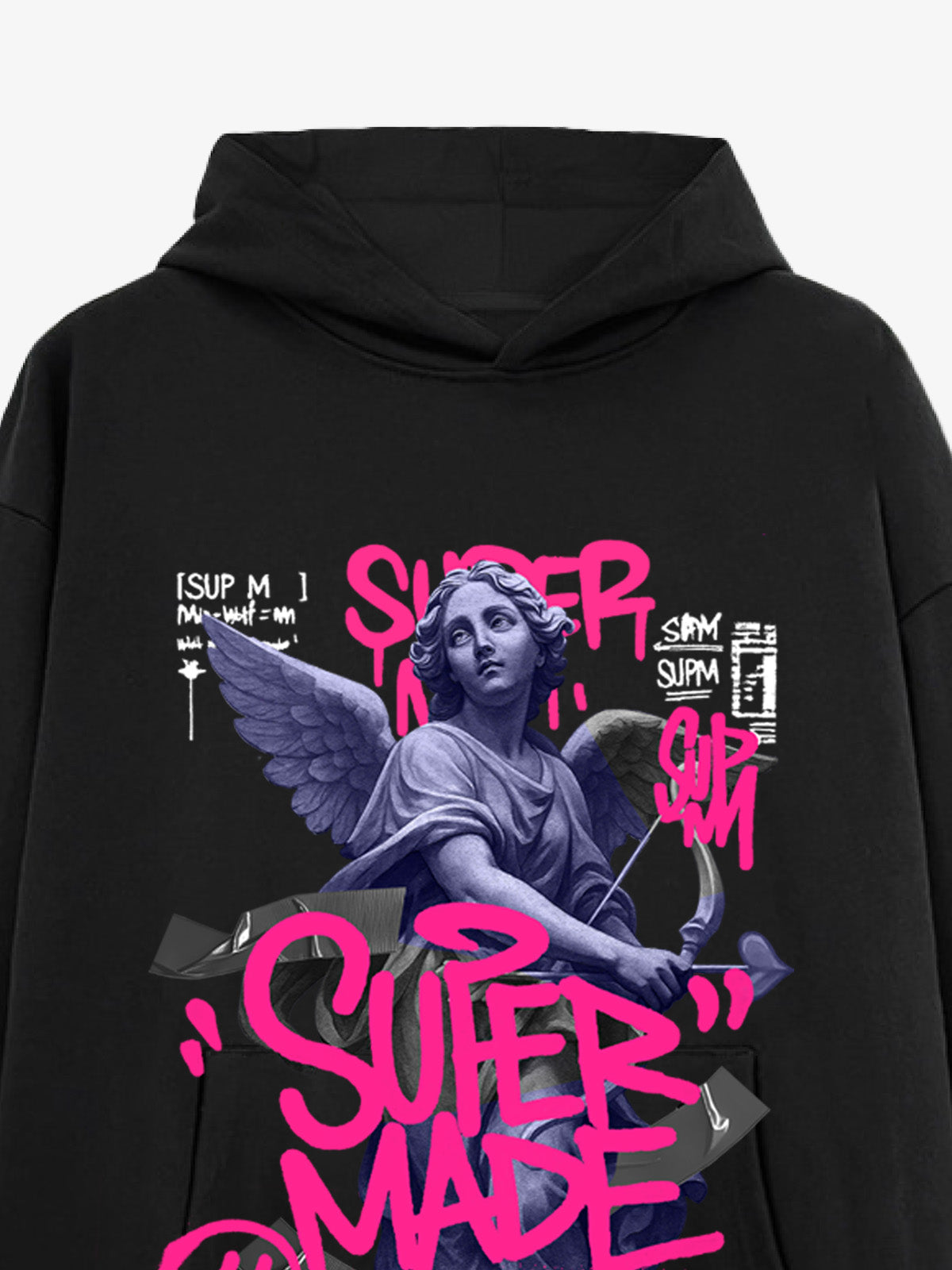 Graffiti Angel Print Hooded Sweatshirt 