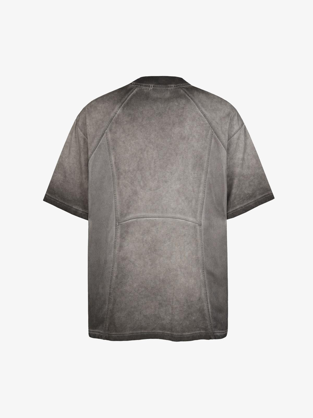 Cotton Blend Oversized Mesh Panel T-Shirt with Crew Neck 