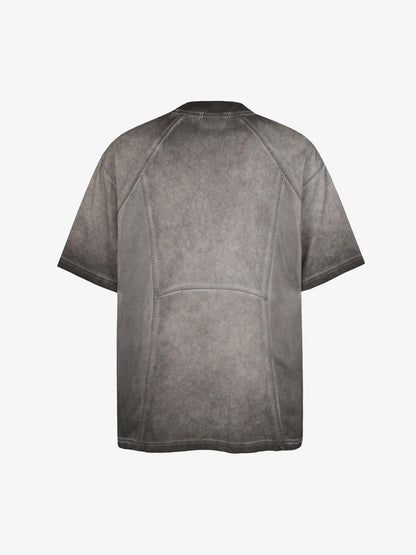 Cotton Blend Oversized Mesh Panel T-Shirt with Crew Neck 