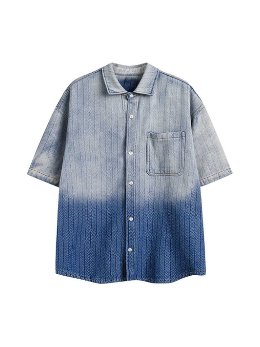 Thesupermade Gradient Denim Short-Sleeve Shirt 