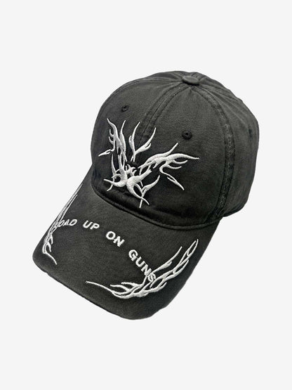 Flame Embroidered Denim Cap