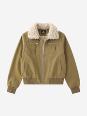 Faux-Shearling Collar Bomber Jacket
