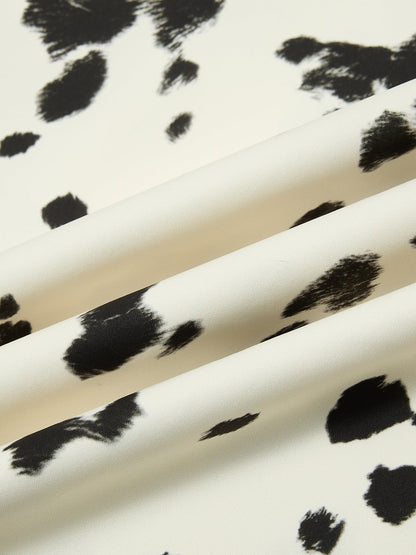 Cow Print Lace Trim Straight Leg Pants 