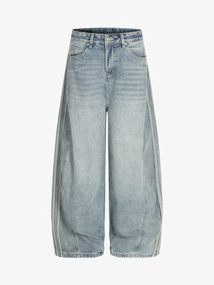 Wide-Leg Denim Culottes with Side Slits for Women 