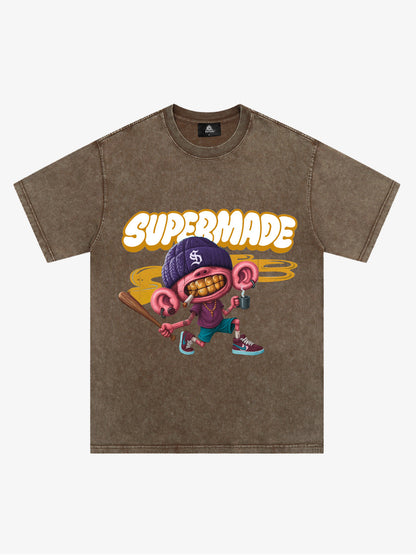 Thesupermade Cartoon Graffiti Baseball Cool Boy T-shirt 