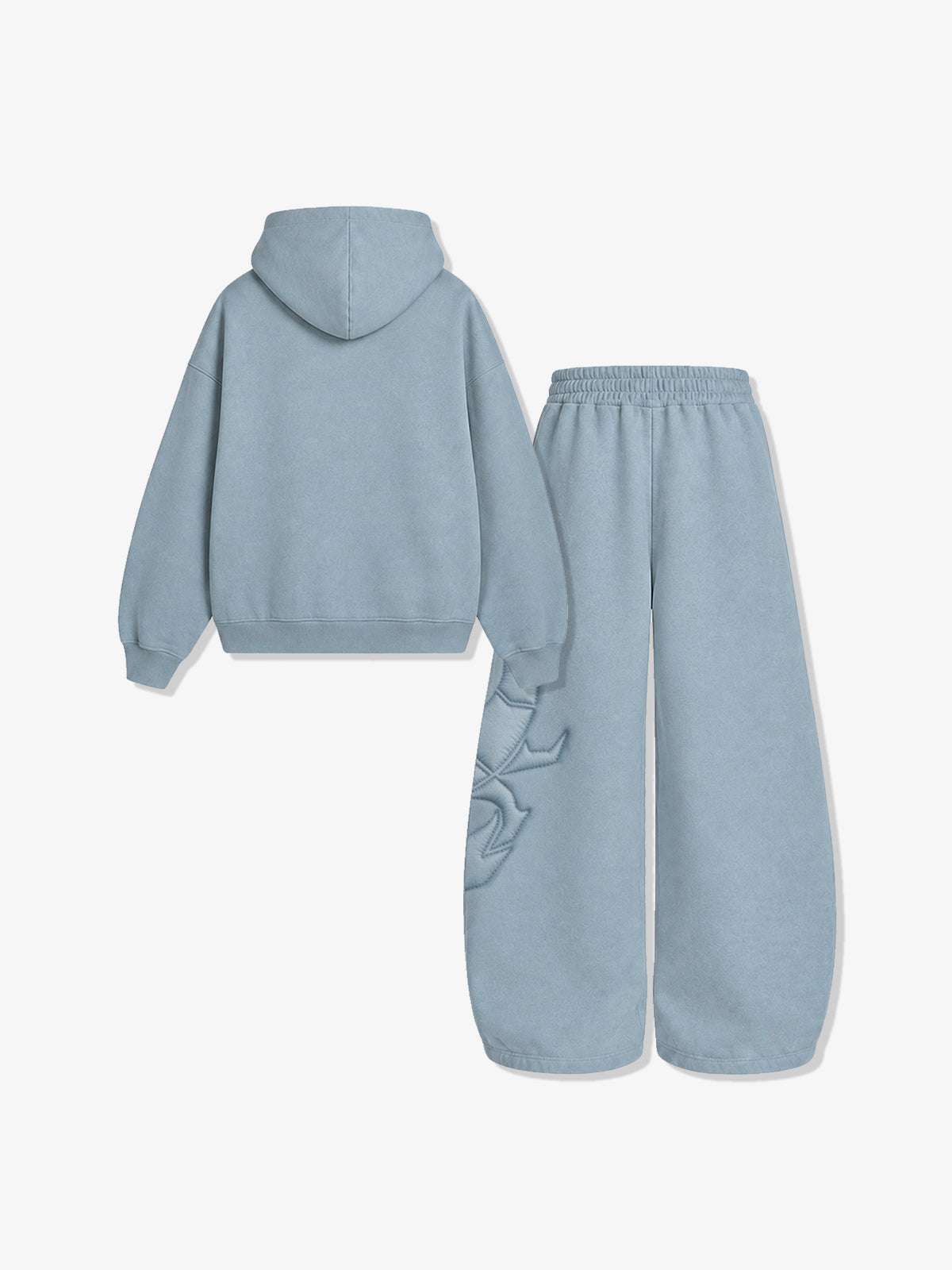 Cotton-Blend Quilted Padded Embroidered Hoodie & Wide-Leg Sweatpants Set