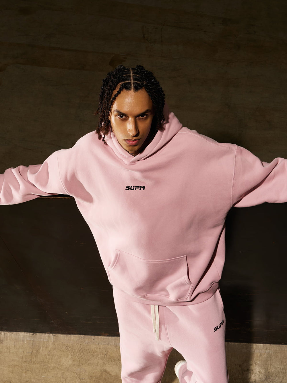 SUPM Pink Cloud Hoodie Set 
