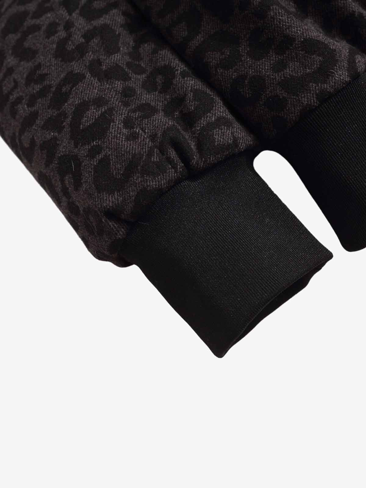 Retro Faux Fur Trimmed Hood Leopard Print Bomber Jacket 