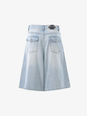 Panel Stitch Wide Leg Denim Jorts 