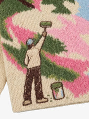 Art Story Graphic Jacquard Knit Polo Sweater