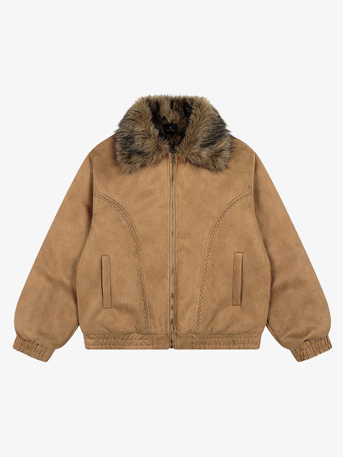 Vintage Distressed Deconstructed Faux Fur Collar Jacket 