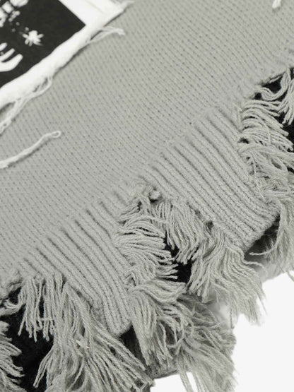 Distressed Photo Patch Oversized Knit Sweater