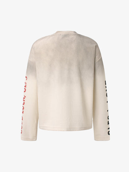 Distressed Graphic Waffle Long Sleeve Tee