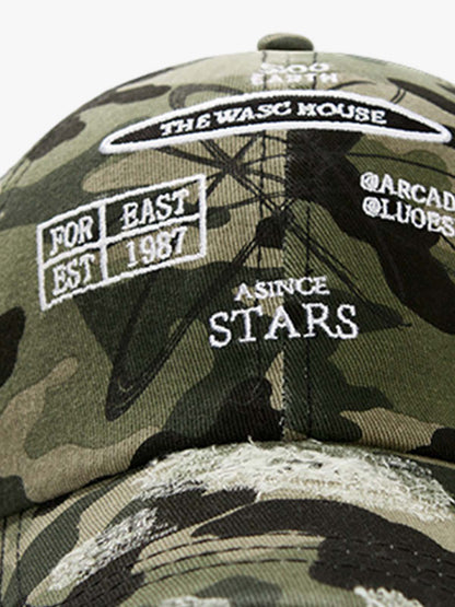 Letter Embroidered Washed Distressed Baseball Cap