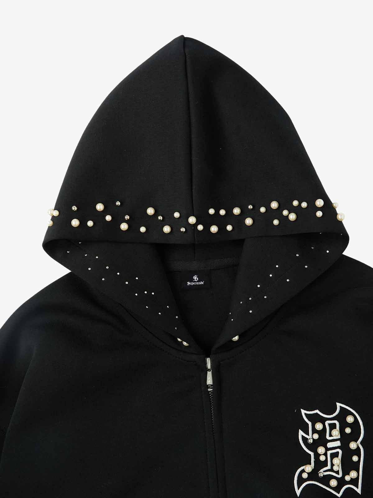 Supermade Pearl Embellished Zip Up Set 