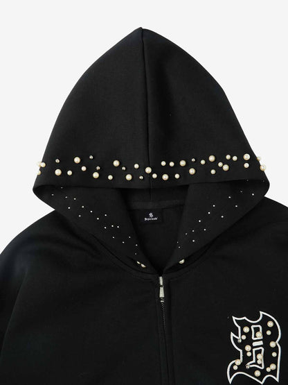 Supermade Pearl Embellished Zip Up Set 