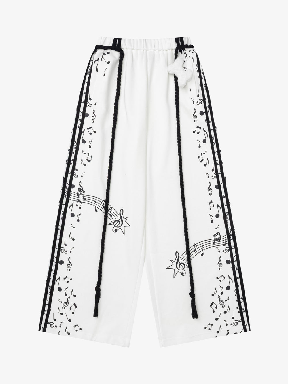 Music Note Graphic Wide-Leg Sweatpants