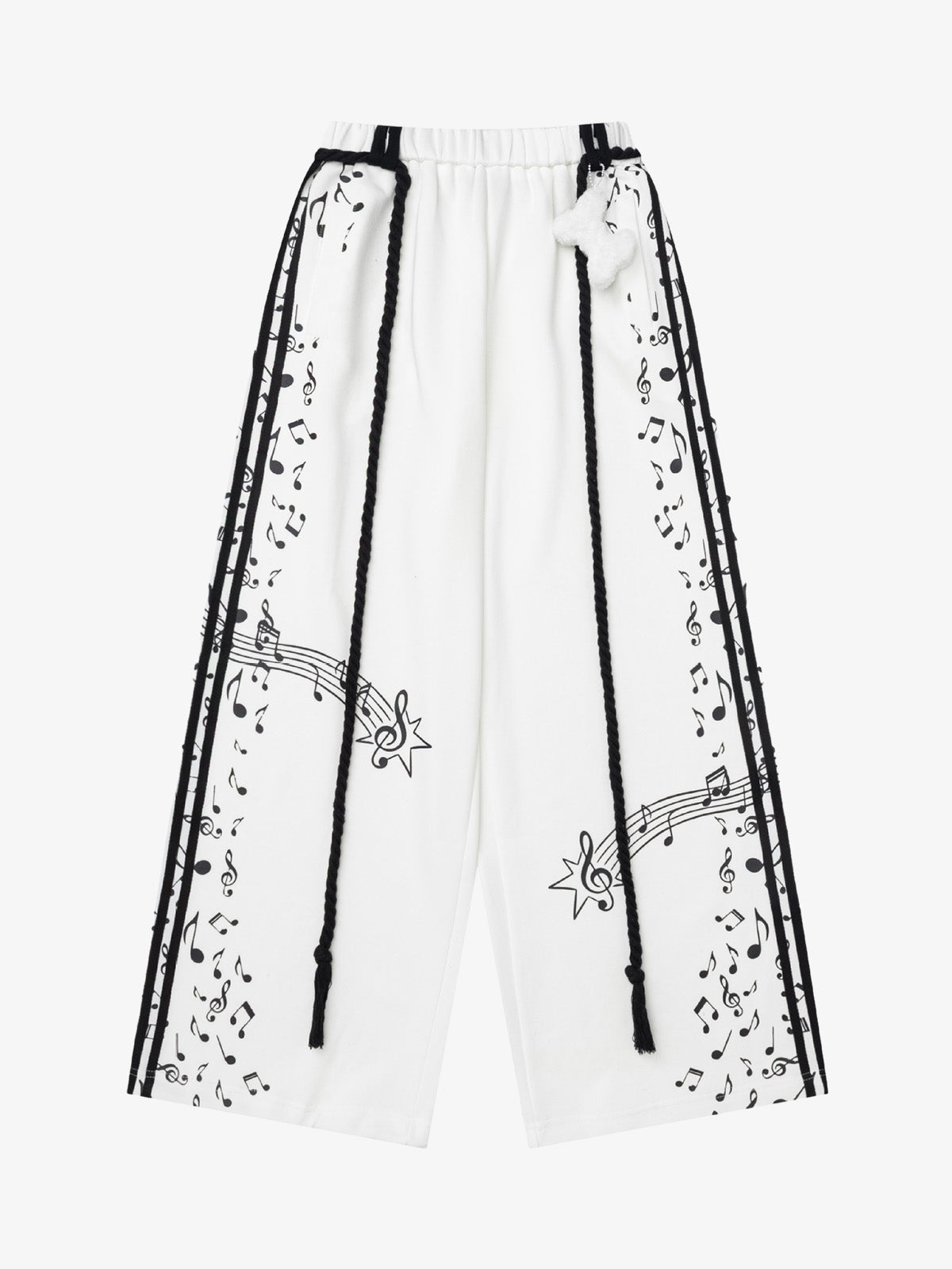 Music Note Graphic Wide-Leg Sweatpants