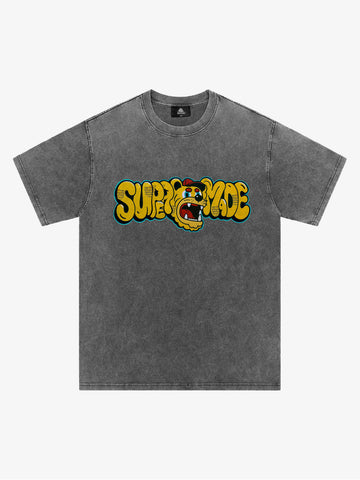 Street Graffiti Trendy Tiger Head Font T-Shirt 