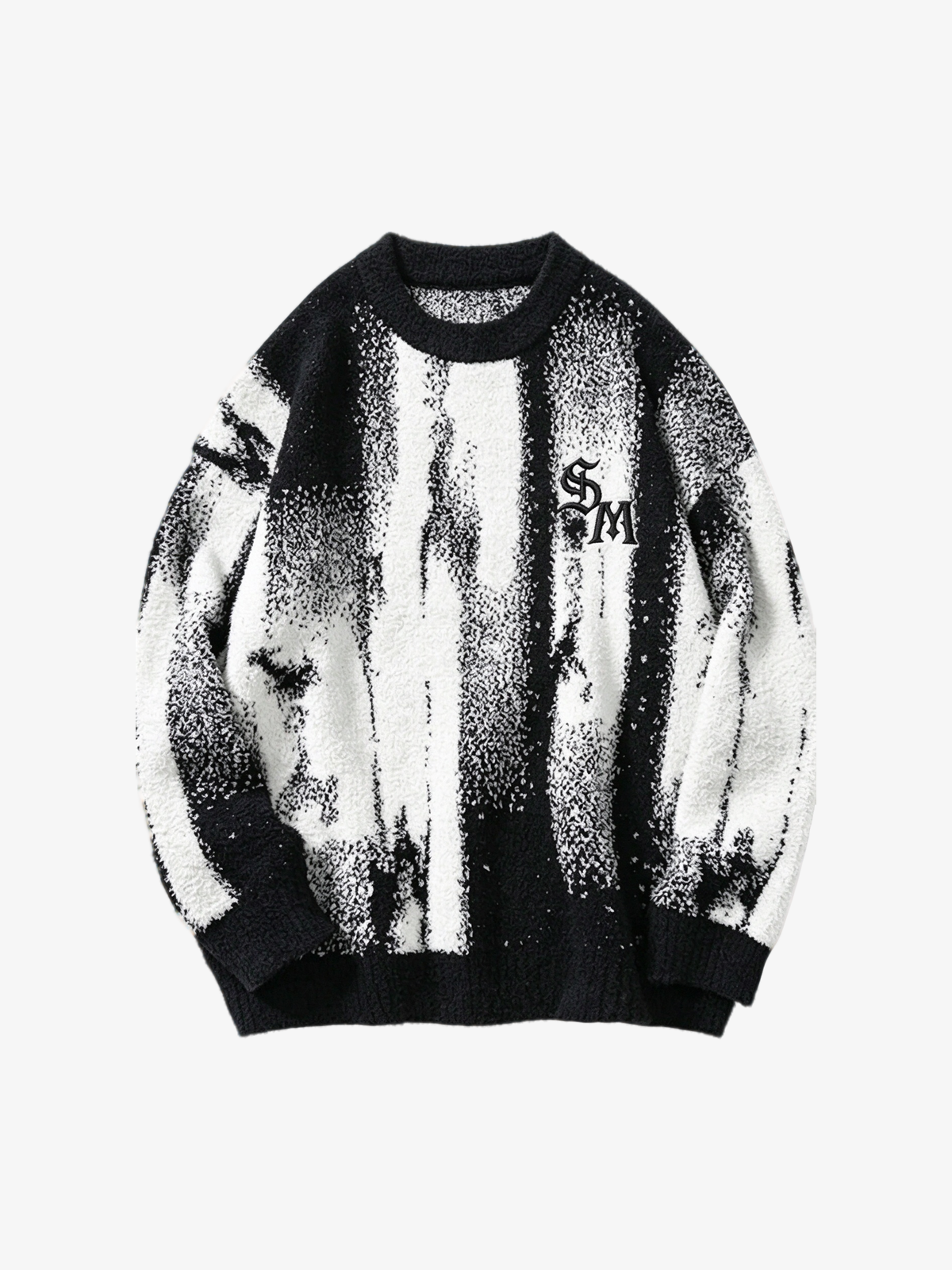 Abstract Portrait Graphic Jacquard Knit Sweater