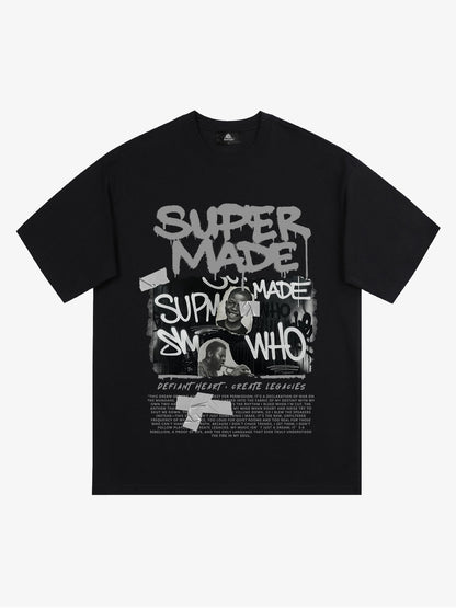 Street Graffiti Style Retro Character Collage T-Shirt 
