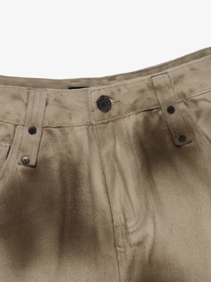 Retro Heavy Wash Gradient Cargo Barrel Jeans 