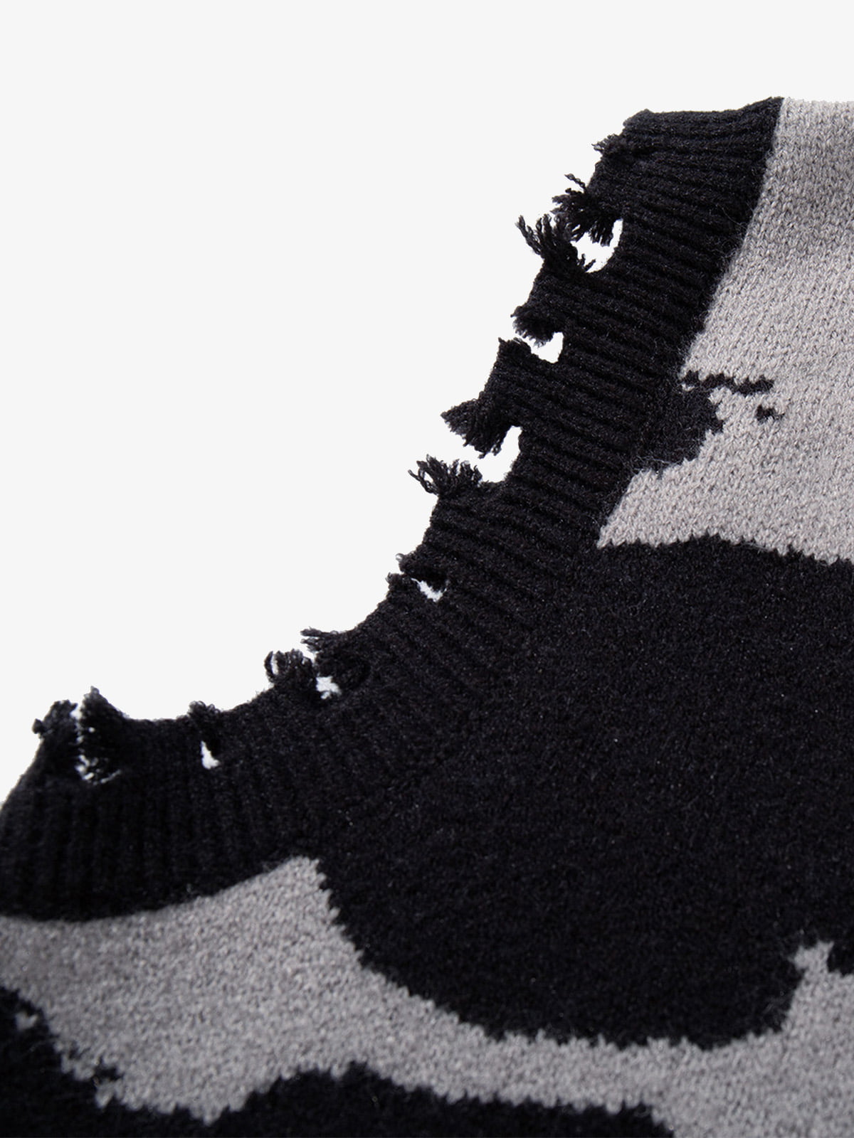 High Street Dark Skull Frayed-edge V-neck Sweater Vest 