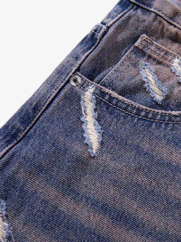 Slash Distressed Washed Denim Jeans 