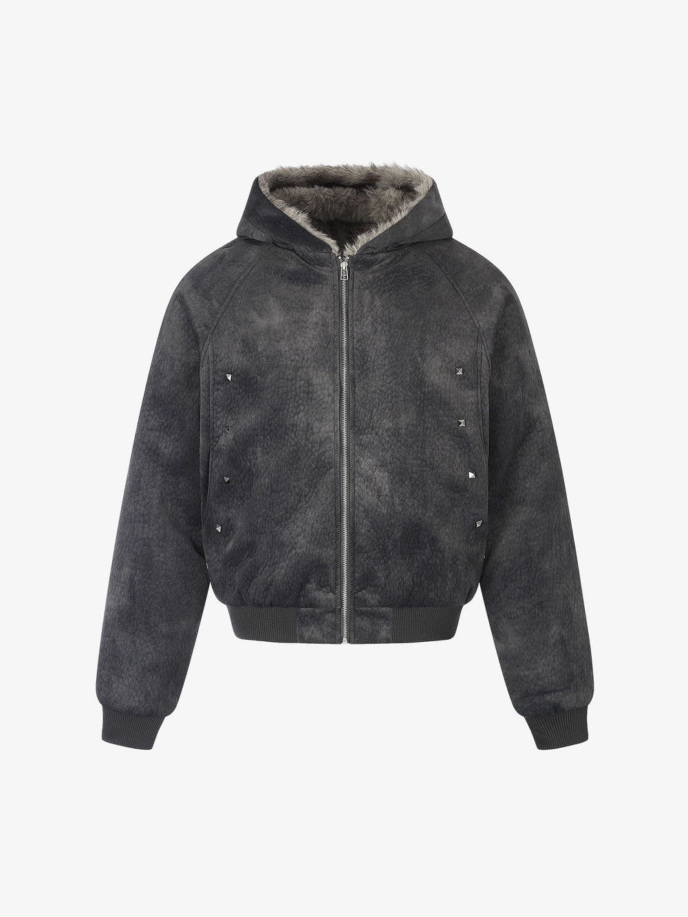 Side-Studded Hooded Padded Coat