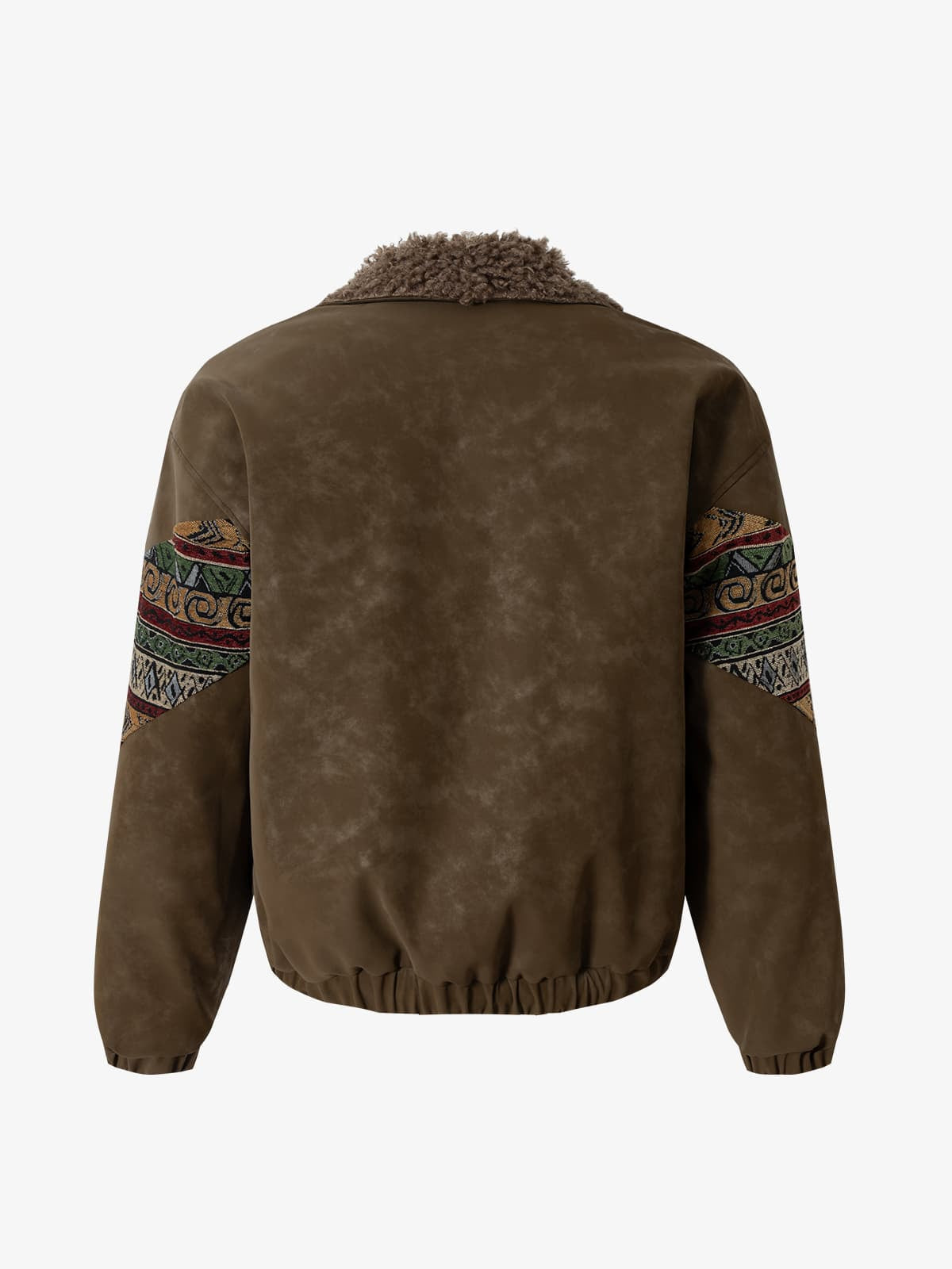 Thesupermade Webbing Stitching Leather And Lambskin Cotton Coat 