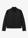 Six-Zip Washed Stand Collar Twill Jacket
