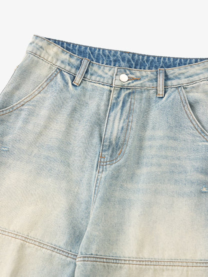 Wide-Leg Denim Trousers with Unique Patchwork Design for Modern Fashionistas 