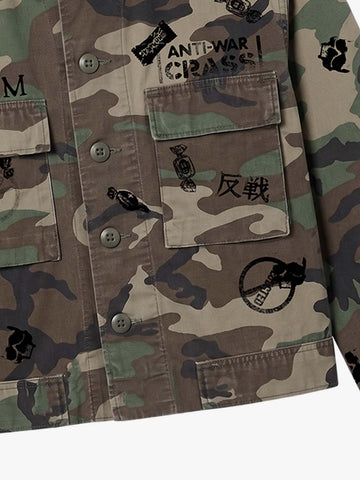Anti-War Graphic Camo Jacket