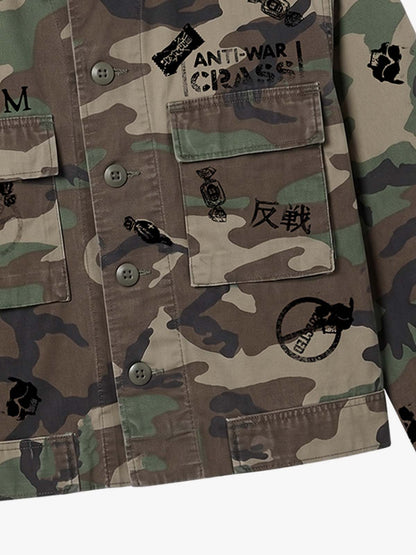 Anti-War Graphic Camo Jacket