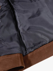 Studded Stand-Collar Suede Work Jacket