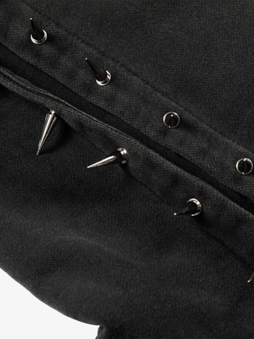 Spike Stud Detail Zip Up Hoodie 