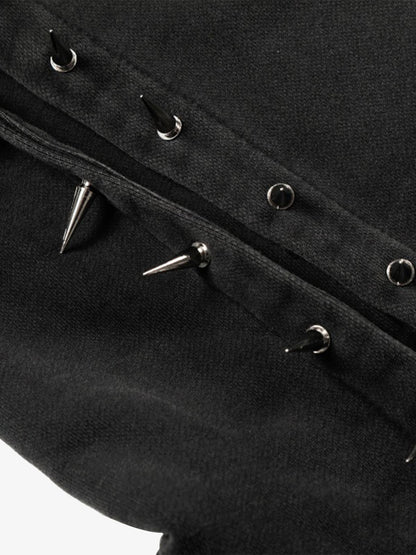 Spike Stud Detail Zip Up Hoodie 