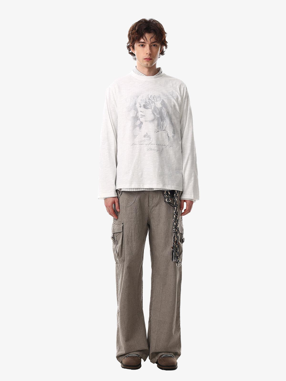 Vintage Portrait Graphic Long Sleeve T-Shirt