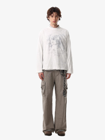 Vintage Portrait Graphic Long Sleeve T-Shirt