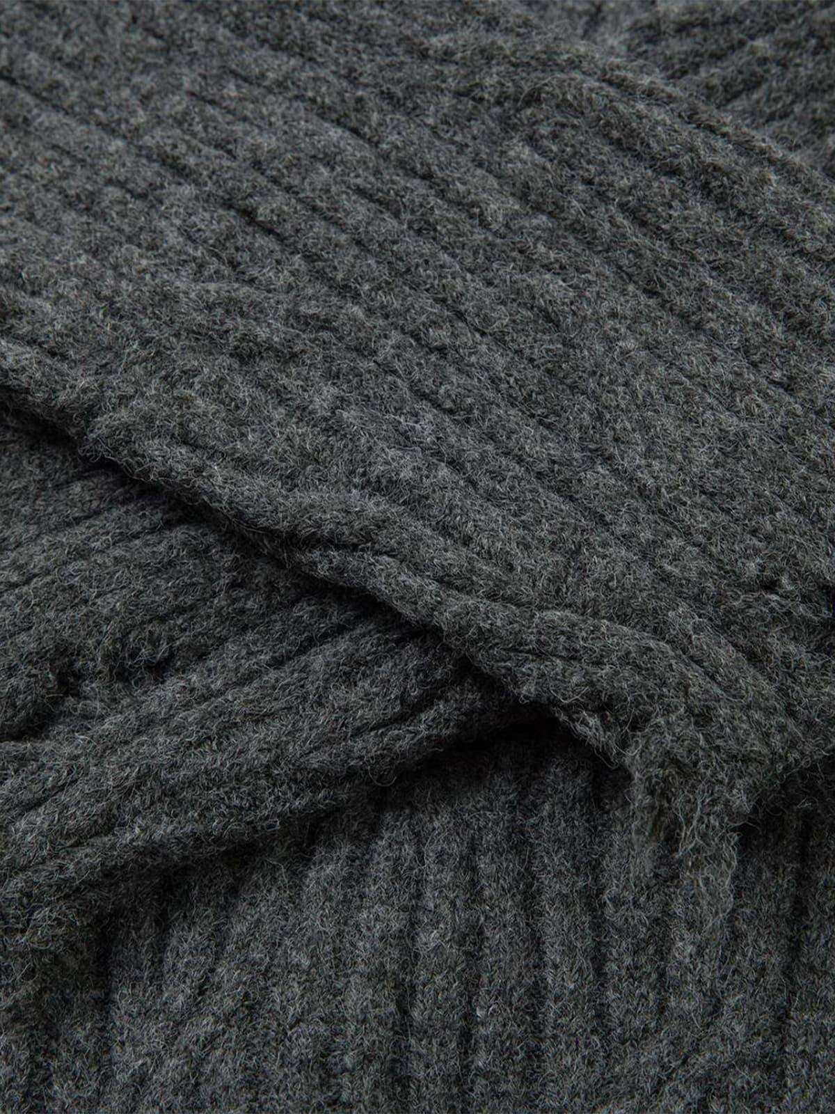 Knitted Distressed Diamond Pattern Raw Edge Sweater 